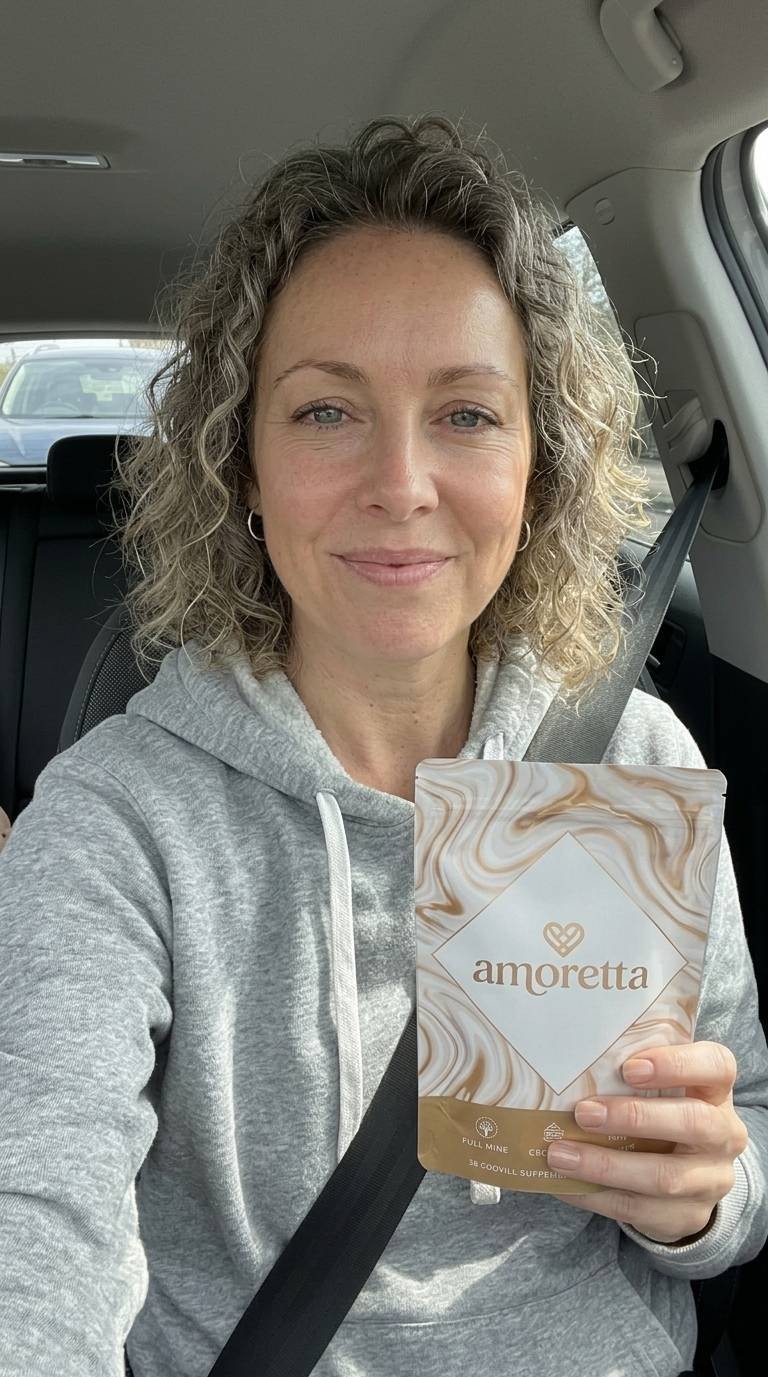 mujer ~52 años, cabello con algunas canas, sonriendo con seguridad, postmenopausia, aspecto saludable